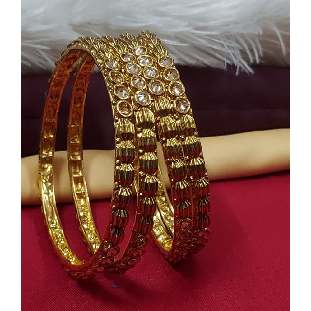 Raddhi Jewels Premium Quality Brass Gold Plated Set of 4 Stone Bangles For Women/Girls (Copy)