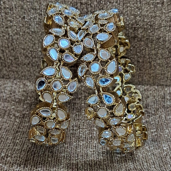 Raddhi Jewels Designer Gold Plated Mirror Work Set of 2 Bangles For Women/Girls