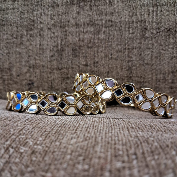 Raddhi Jewels Designer Gold Plated Mirror Work Set of 2 Bangles For Women/Girls