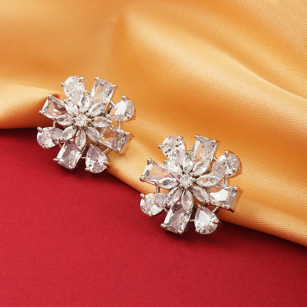 Raddhi Jewels Silver Plated AD Stud Earrings