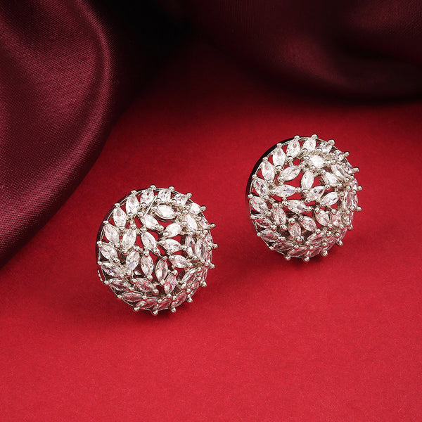 Raddhi Jewels Silver Plated AD Stud Earrings