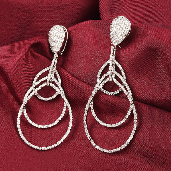 Raddhi Jewels Silver Plated AD Dangler Earrings