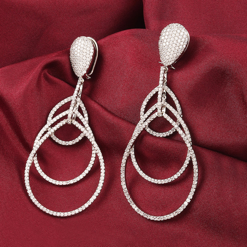 Raddhi Jewels Silver Plated AD Dangler Earrings