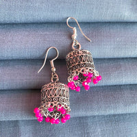 Darshana Jewels Silver Plated Meenakari Jhumki Earrings