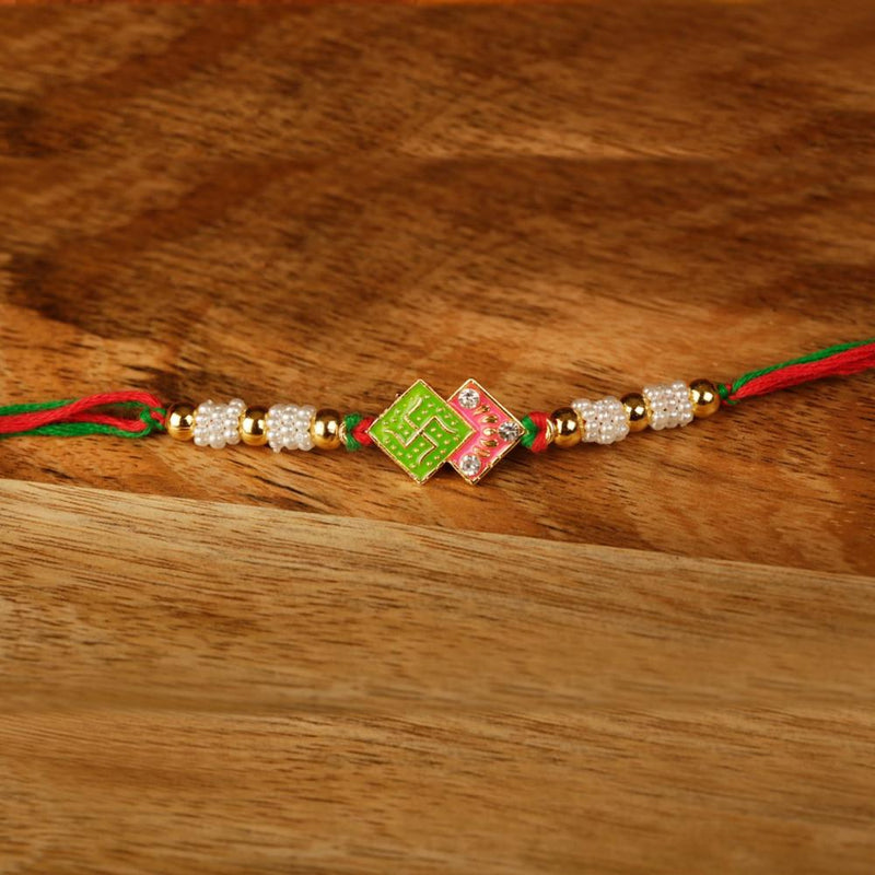 Raddhi Jewels Enamel Swastik Rakhi For Brother/bhai/Bro