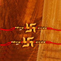 Raddhi Jewels Swastik Rakhi Set of 2 For Brother/bhai/Bro