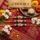 Js Fashion Pack of 3 Antique Designer Beads Rakhi High Gold