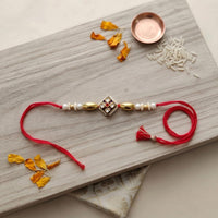 Js Fashion Pack of 3 Antique Designer Pearl Rakhi High Gold