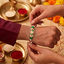 Js Fashion Premium Lotus Stone Designer Rakhi Combo Pack 3 for Brother