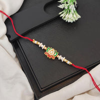 Js Fashion Pack of 3 Traditional Lotus Motif Rakhi with Elegant Pearl Bead Accents