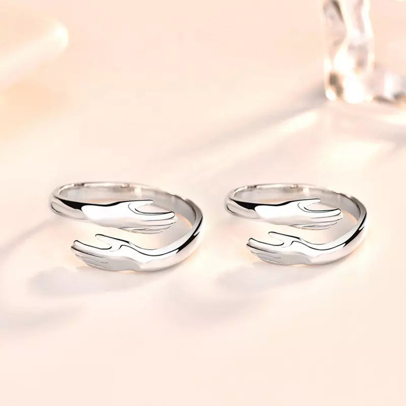 Salty Silver Hug Promise Ring - Adjustable - Anti Tarnish - Silver