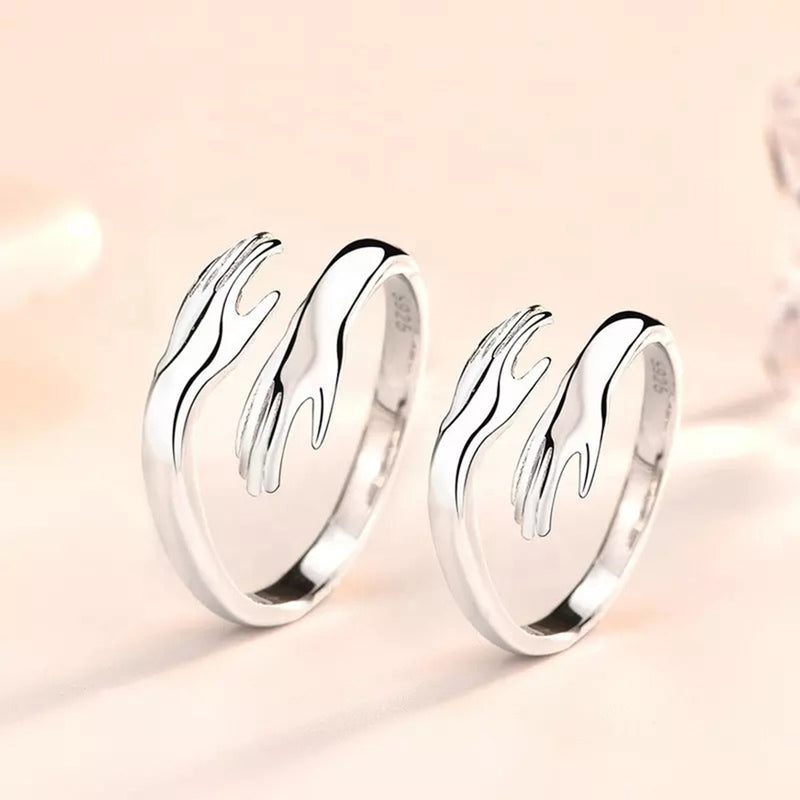 Salty Silver Hug Promise Ring - Adjustable - Anti Tarnish - Silver