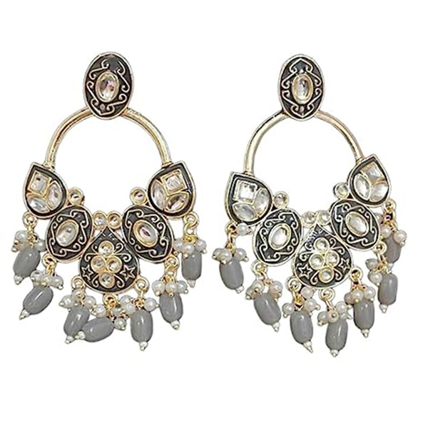 Subhag Alankar Grey Stone Crystal, Stylish Design Earring For All Occasions Alloy Drops & Danglers
