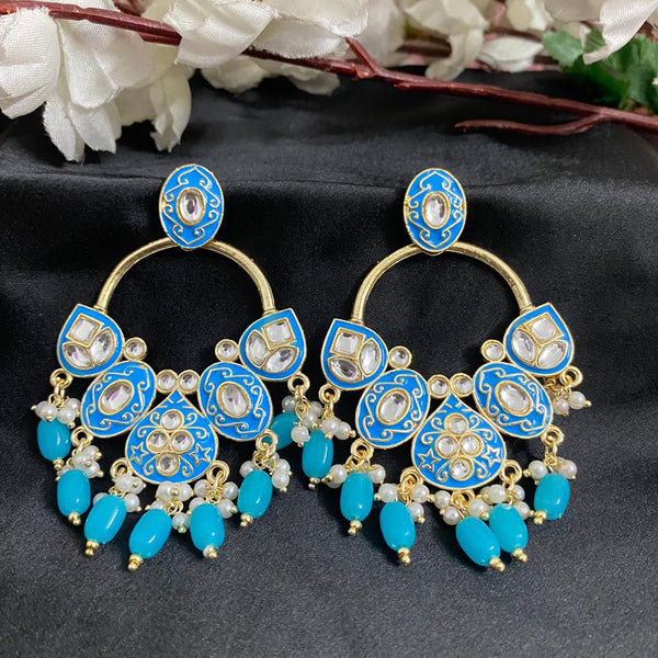 Subhag Alankar Light Blue Stone Crystal, Stylish Design Earring For All Occasions Alloy Drops & Danglers