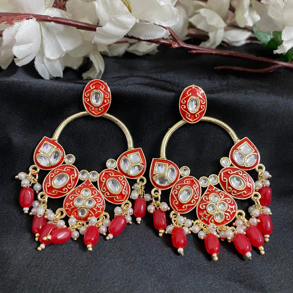 Subhag Alankar Red Stone Crystal, Stylish Design Earring For All Occasions Alloy Drops & Danglers