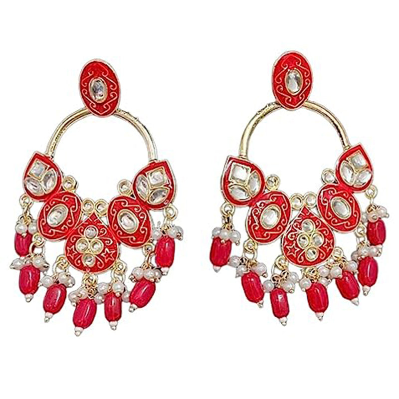 Subhag Alankar Red Stone Crystal, Stylish Design Earring For All Occasions Alloy Drops & Danglers