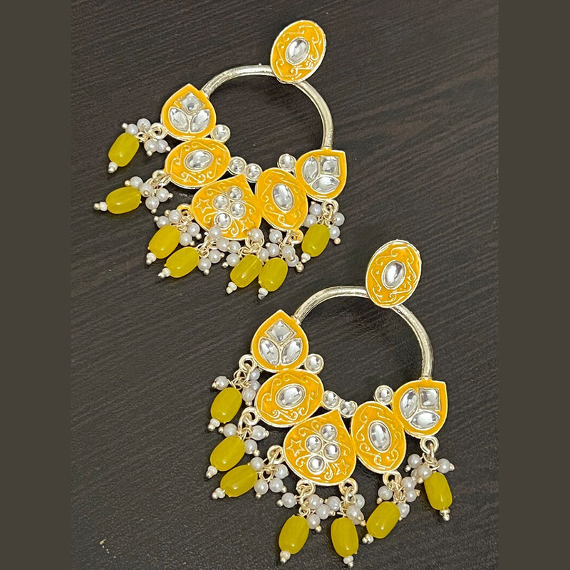 Subhag Alankar Yellow Stone Crystal, Stylish Design Earring For All Occasions Alloy Drops & Danglers