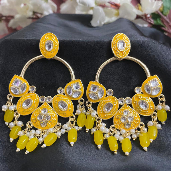 Subhag Alankar Yellow Stone Crystal, Stylish Design Earring For All Occasions Alloy Drops & Danglers