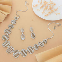 HR Sales Premium Quality Rhodium Finish Glamorous Austrian Stone Necklace Set 