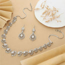 HR Sales Premium Quality Rhodium Finish Glamorous Austrian Stone Necklace Set 