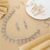 HR Sales Premium Quality Rhodium Finish Glamorous Austrian Stone Necklace Set 