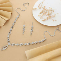 HR Sales Premium Quality Rhodium Finish Glamorous Austrian Stone Necklace Set 