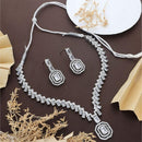 HR Sales Premium Quality Rhodium Finish American Diamond Necklace Set 