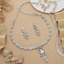HR Sales Premium Quality Rhodium Finish American Diamond Necklace Set 