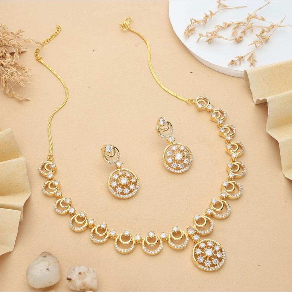 HR Sales Premium Micro Gold Plated Austrian Stone Luxury Necklace Set 