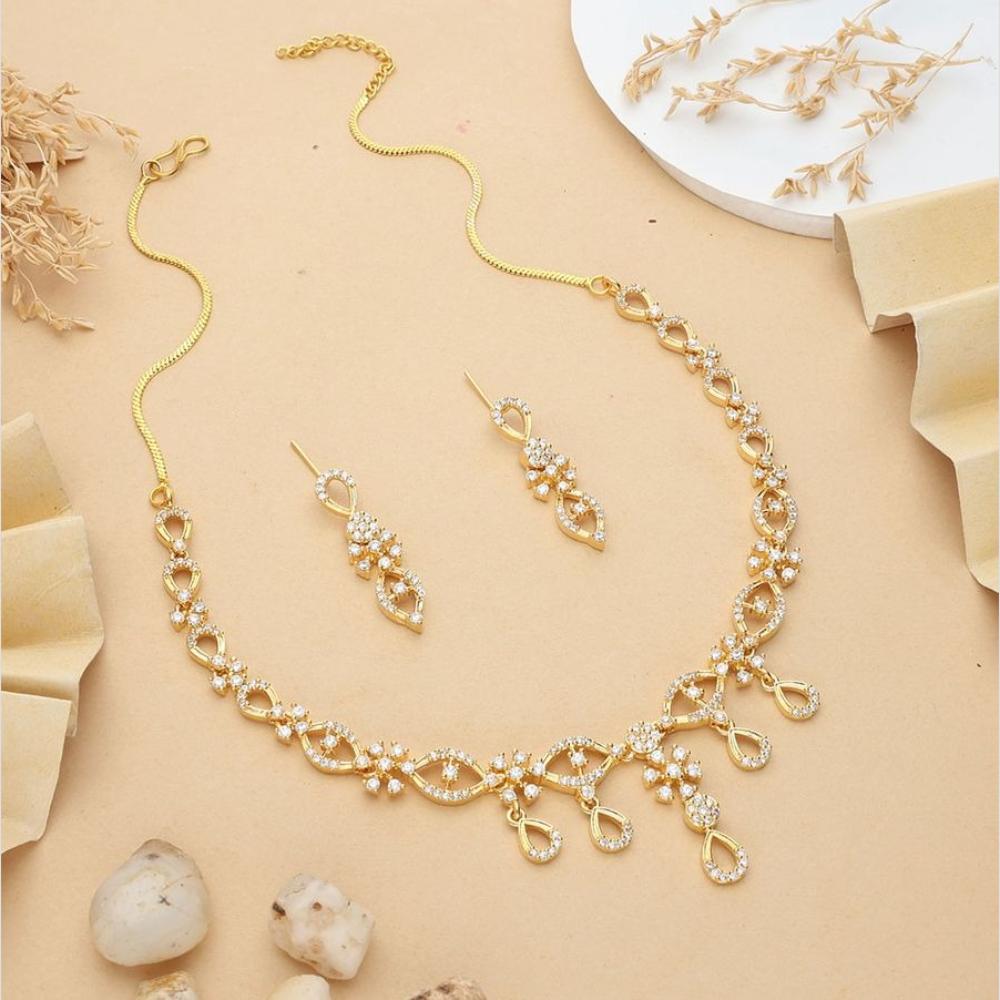 HR Sales Premium Micro Gold Plated Austrian Stone Luxury Necklace Set 