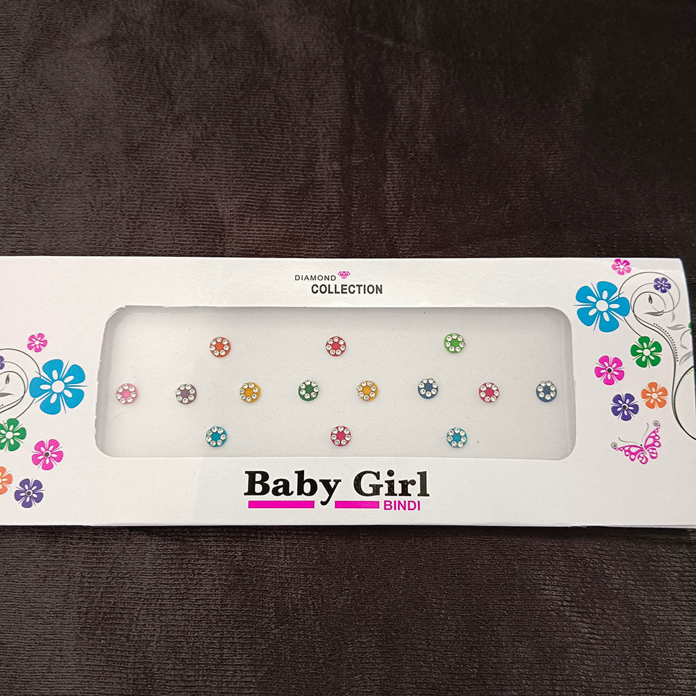 Baby Girl Bindi Round Shape Multicolor Velvet Mix Design Bindi