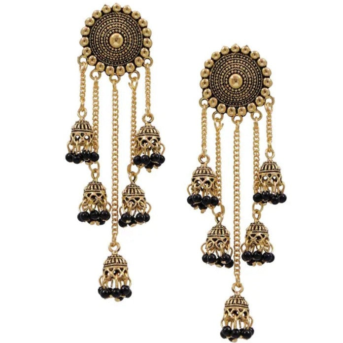 Subhag Alankar Black Stylish & Party Wear Danglers Latest Collection 5 Layer Latkan Earrings for Girls and Women.Alloy Drops & Danglers
