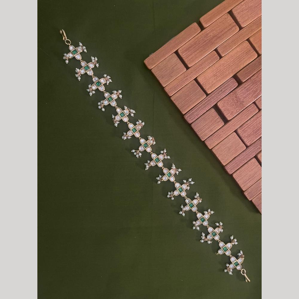 Arham Premium Gold Plated Designer Heavy Polki Kundan Stone Sheeshphool