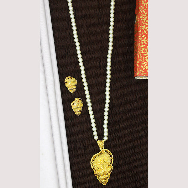 Mahavir Gold Plated Pearl Necklace Set