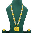 Mahavir Dye Gold Plated Pearl Long Necklace Set