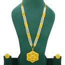 Mahavir Dye Gold Plated Pearl Long Necklace Set