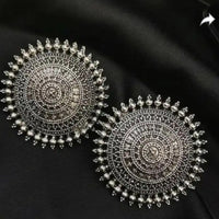 Bevy Pearls Vintage Style Oxidised Sun Motif Stud Earrings