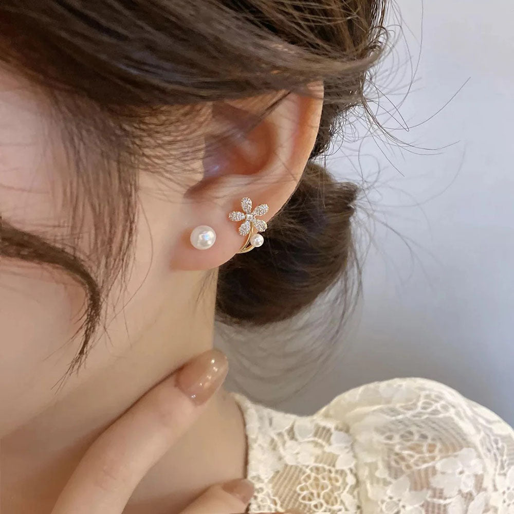Bevy Pearls Elegant Austrian Stone Studs Earrings 