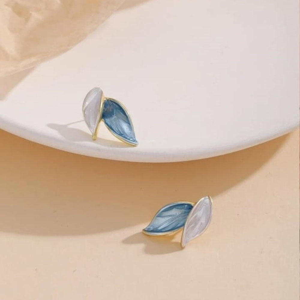 Bevy Pearls Leaf Shape Studs Earrings  (Pack of 3)