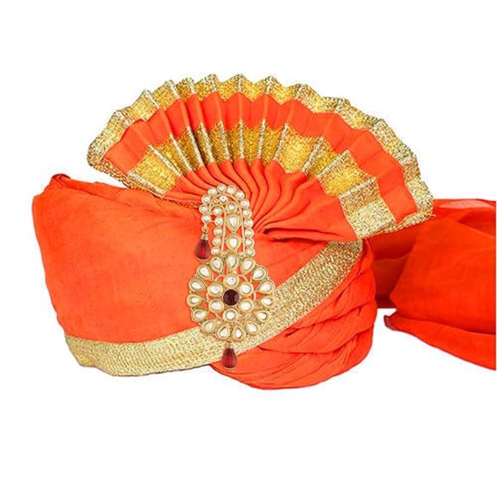 Etnico Gold Plated Kundan Safa Kalangi Brooch for Groom/Men/Dulha Pagadi (SM54M)
