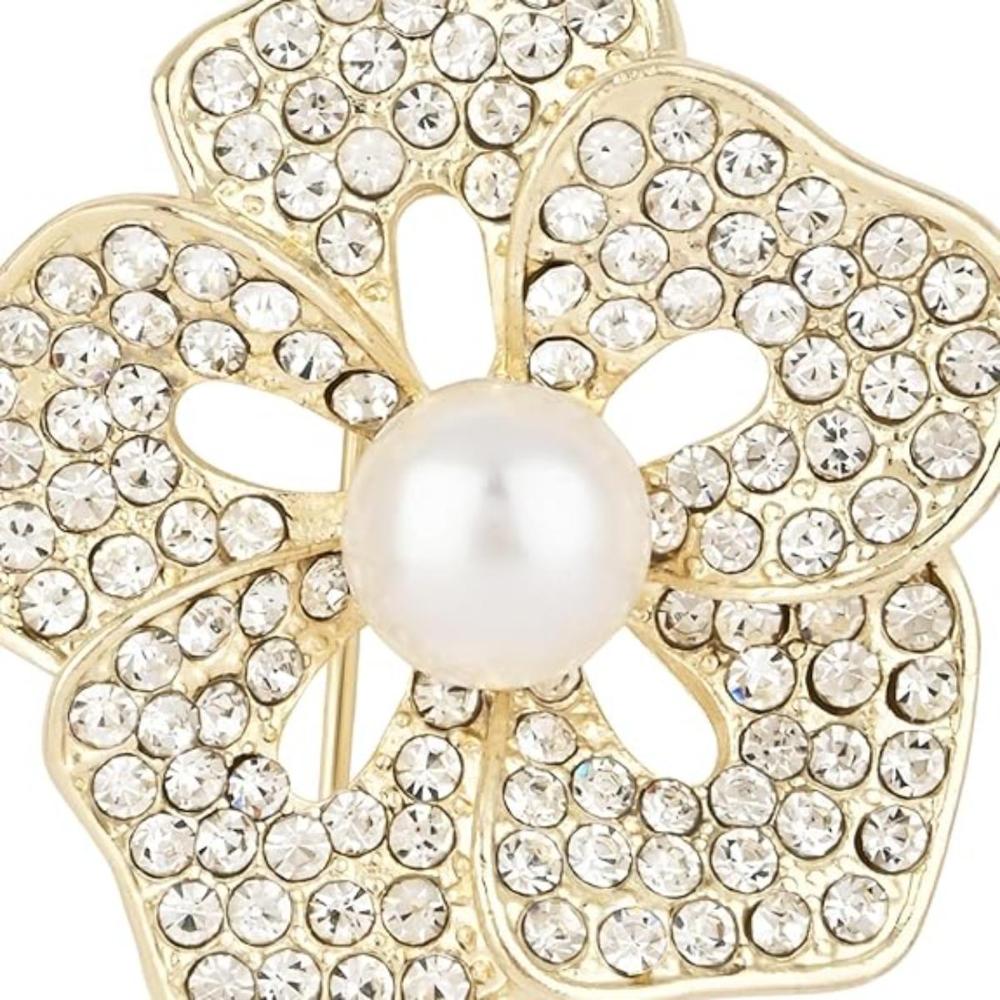 Etnico Gold Plated Floral Brooch Pins Coat Dress Gown Shawl Wedding Br