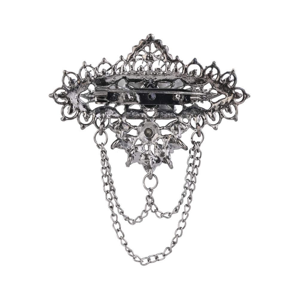 Etnico Silver Oxidised Traditional Stone Drop Safa Kalangi Brooch for Groom/Men/Dulha Pagadi (SM75OXB)