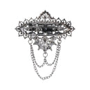 Etnico Silver Oxidised Traditional Stone Drop Safa Kalangi Brooch for Groom/Men/Dulha Pagadi (SM75OXB)