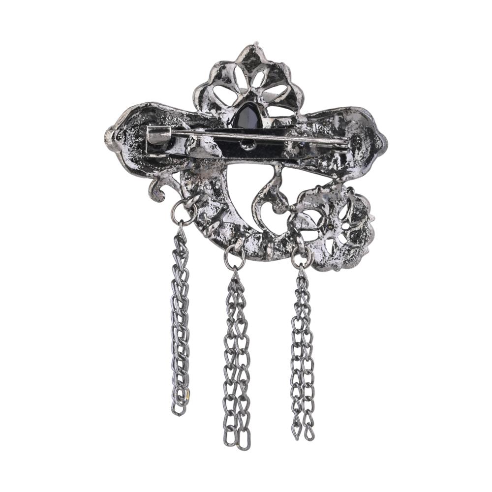 Etnico Silver Oxidised Traditional Stone Drop Safa Kalangi Brooch for Groom/Men/Dulha Pagadi (SM76OXB)