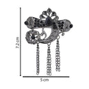 Etnico Silver Oxidised Traditional Stone Drop Safa Kalangi Brooch for Groom/Men/Dulha Pagadi (SM76OXB)