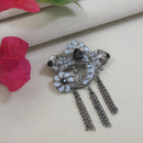 Etnico Silver Oxidised Traditional Stone Drop Safa Kalangi Brooch for Groom/Men/Dulha Pagadi (SM76OXGr)