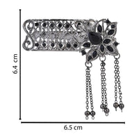 Etnico Silver Oxidised Traditional Stone Drop Safa Kalangi Brooch for Groom/Men/Dulha Pagadi (SM78OXB)