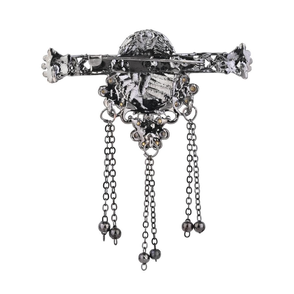 Etnico Silver Oxidised Traditional Stone Drop Safa Kalangi Brooch for Groom/Men/Dulha Pagadi (SM80OXB)