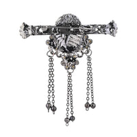 Etnico Silver Oxidised Traditional Stone Drop Safa Kalangi Brooch for Groom/Men/Dulha Pagadi (SM80OXB)