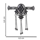 Etnico Silver Oxidised Traditional Stone Drop Safa Kalangi Brooch for Groom/Men/Dulha Pagadi (SM80OXB)